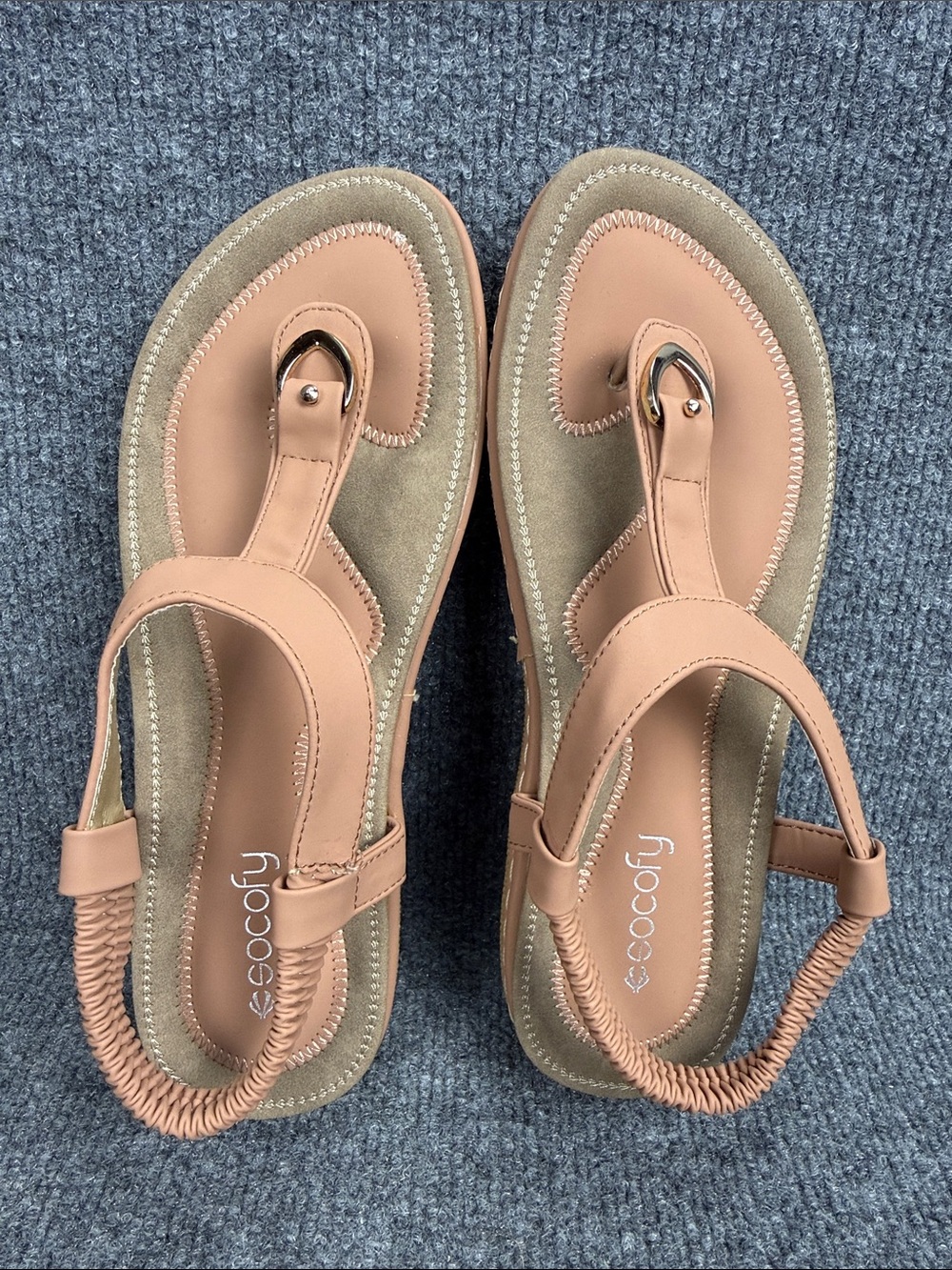Socofy Women's Mauve Elastic Back Thong Sandals US 10 EU 41 NWOT